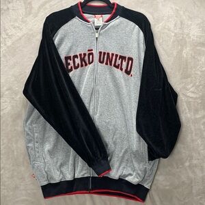 ECKO UNLIMITED UNLTD Y2K | XL MENS | FULL ZIP KNIT TRACK JACKET GREY BLACK RED